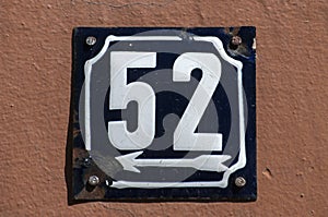 Weathered enameled plate number 52