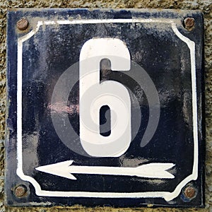 Weathered enameled plate number 6