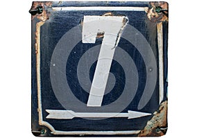 Weathered enameled plate number 7