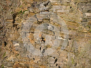 Weathered, eroded sea cliffs at Hermaness on the island of Unst in Shetland, Scotland, UK. photo