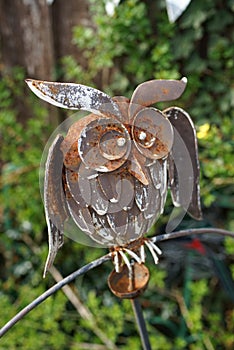Weathered Garden Ornament Owl Sculpture