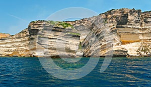 The weathered Grain de Sable rock at the coast of Bonifacio, Corsica, France