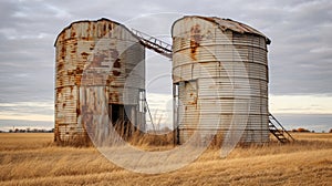 Weathered grain silos neglected