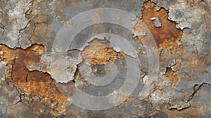 Weathered Grey Wall Shows Extensive Rust And Cracking
