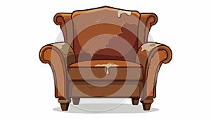 A weathered leather armchair with worn edges and a deep comfortable seat seemed to have a story to tell.. Vector photo