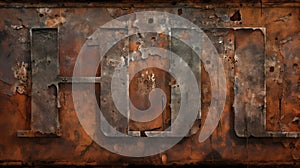 weathered metal text effect