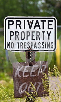 Weathered No Trespassing Sign