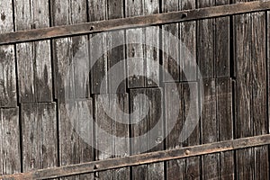 Weathered Old Barn Door Made of Pinewood Planks