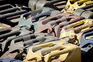 Weathered old jerry cans