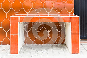 Weathered Orange Bench in Mexico