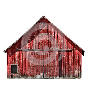 Weathered Red Barn with Double Doors and Small Window