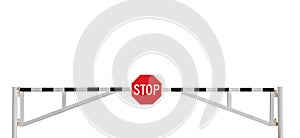 Weathered Road Barrier Gate Stop Sign Isolated