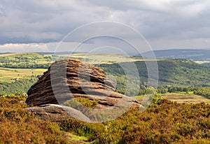 Weathered rock formation near the peak districts stanage edge
