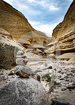 Rock formations in the Canyon de los Perdidos. Nazca Desert, Ica, Peru photo