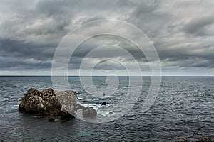 Weathered rock in ocean