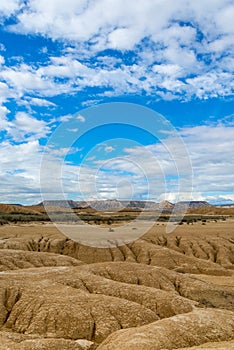 Weathered rocks in the badlands Bardenas Reales