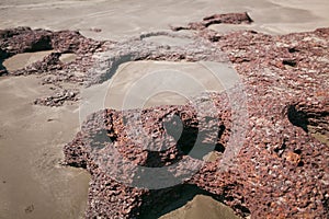 Weathered rocks on beach