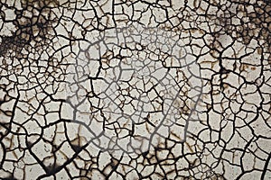 Weathered rough painted surface with patterns of cracks and peeling. Panoramic texture for background and design