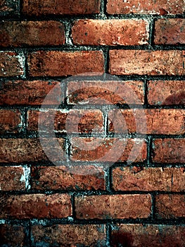 Weathered and rustic, exposed brick wall background.