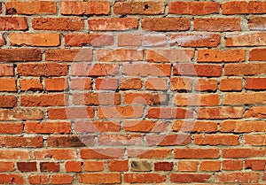 Weathered stained old red brick wall texture photo