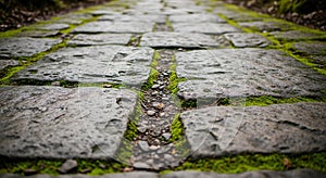 Weathered stone path with large, evenly