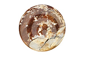 Weathered stone rock in a round sphere shape