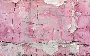 The weathered texture of a pink wall reveals layers of history and neglect, standing as a rugged canvas of urban time. photo