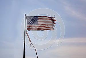 Weathered and Torn American Flag