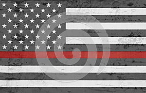 Weathered United States of America thin red line flag