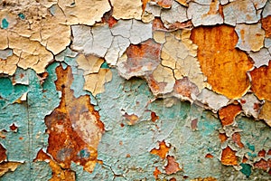 The texture of the old wall with cracked paint photo