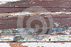 Weathered wooden boards wall. Painted hardwood. Rough wooden planks. Muted colors. photo