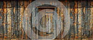 Weathered Wooden Building With Door and Window