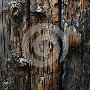 Weathered Wooden Door with Peeling Paint Close-Up