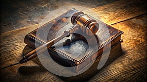 A Symbol of Finality The Worn Gavel and LeatherBound Book Foretell Irreversible Judgment and the Inevitable photo