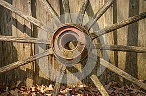 Weathered Wooden Wagon Wheel