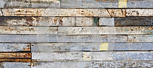 Weathered Wooden Wall Background Banner with Chipped Paint