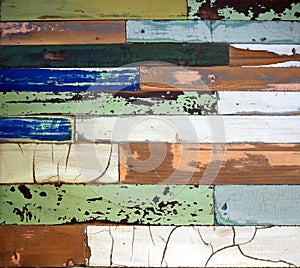 Weathered and worn vintage painted wood panels. Abstract, background