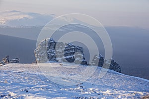 Weathering posts on the Manpupuner plateau, Komi Republic, Russia