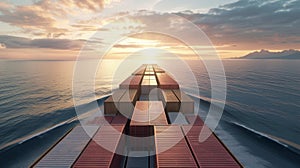 Weatherresistant and ecofriendly containers line the deck of a ship showcasing the potential for sustainable practices photo