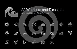 Weathers and Disasters Pixel Perfect Icons Shadow Edition.