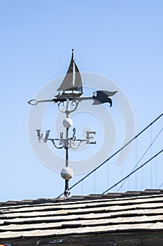 A weathervane in the roof