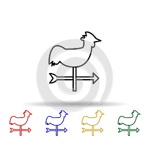 weathervane rooster multi color style icon. Simple thin line, outline  of web icons for ui and ux, website or mobile