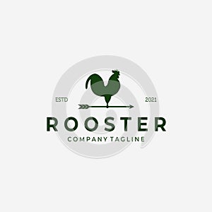 Weathervane Rooster Vintage Logo Vector Design Illustration, Rooster Icon, Farm Fresh, Livestock Company