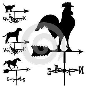 Weathervanes in vector silhouette