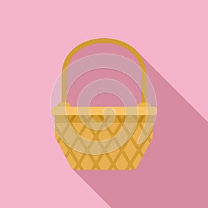 Weave basket icon flat vector. Picnic hamper