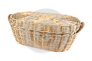 Weave rattan basket with cover isolated on white background