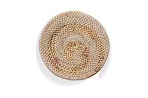 Weave rattan texture background, arranging layers of tradition woven round tray, texture background