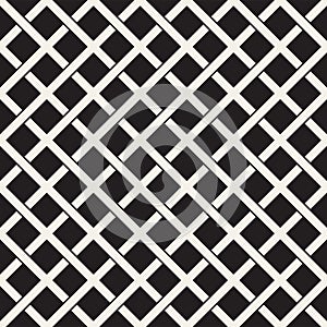 Weave Seamless Pattern. Stylish Repeating Texture. Black and White Geometric Vector Illustration.