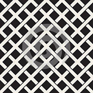 Weave Seamless Pattern. Stylish Repeating Texture. Black and White Geometric Vector Illustration.