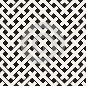 Weave Seamless Pattern. Stylish Repeating Texture. Black and White Geometric Vector Illustration.